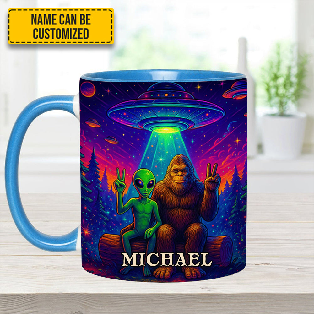 Personalized Bigfoot & Alien Accent Mug Intergalactic Buddies Gifts For Sasquatch Lovers - Image 17