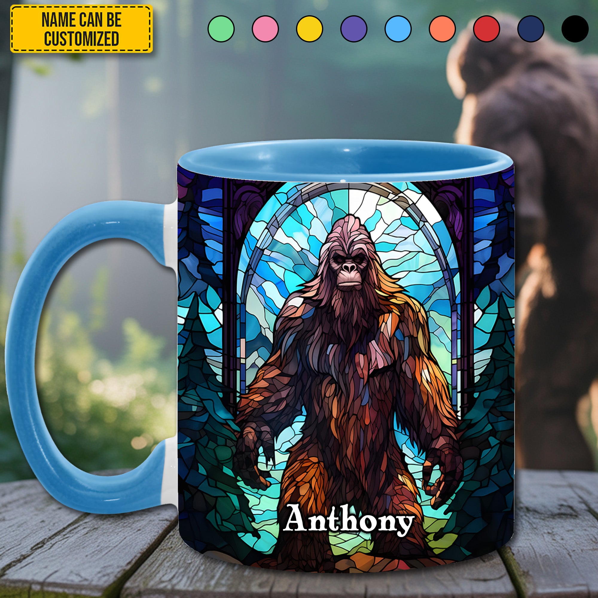Personalized Bigfoot Stained Glass Accent Mug Best Bigfoot Gifts For Friends - Image 3