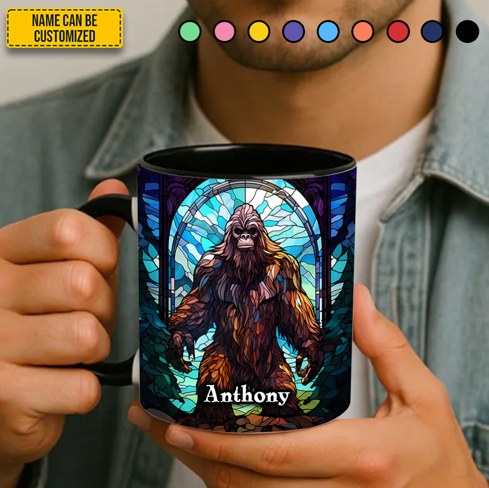 Personalized Bigfoot Stained Glass Accent Mug Best Bigfoot Gifts For Friends - Image 4