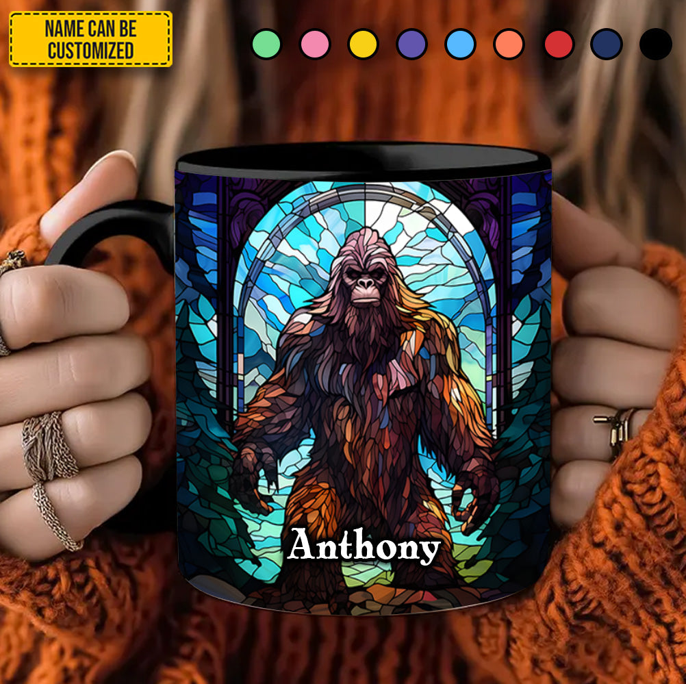 Personalized Bigfoot Stained Glass Accent Mug Best Bigfoot Gifts For Friends - Image 5
