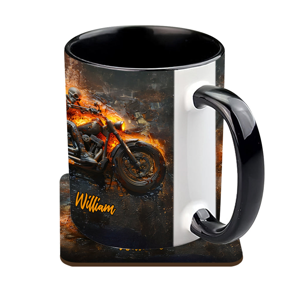 Personalized Biker Accent Mug Skeleton Riding Flaming Motorcycle Gift For Road Warriors - Image 5