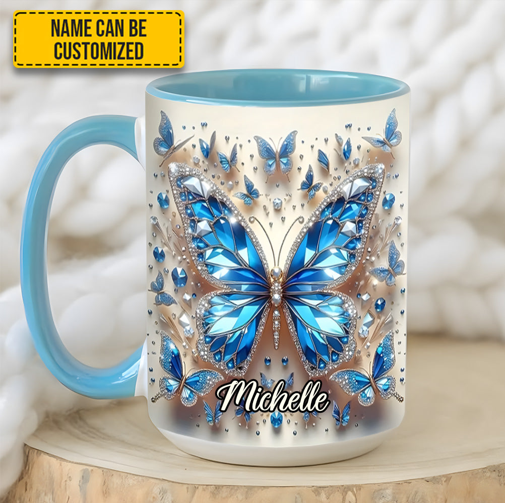 Personalized Blue Crystal Butterfly Accent Mug Best Butterfly Presents For Women - Image 5
