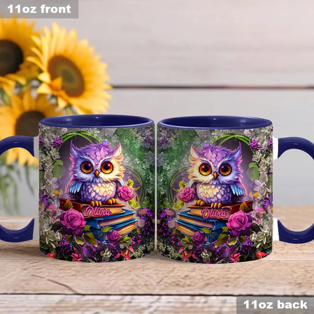 Personalized Book Accent Mug Beautiful Owl Book Lovers Owl Gifts Ideas For Mom - Image 4