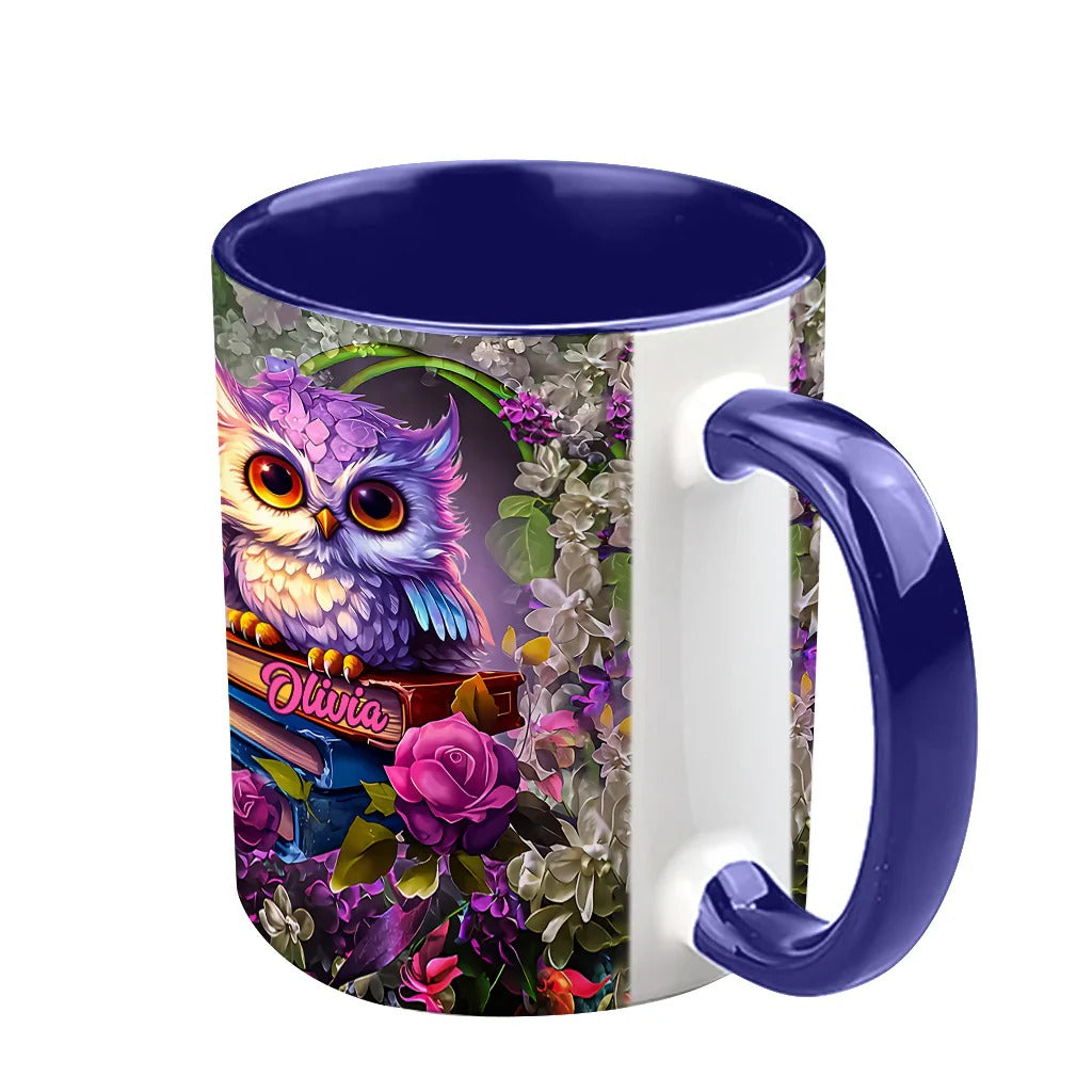 Personalized Book Accent Mug Beautiful Owl Book Lovers Owl Gifts Ideas For Mom - Image 5