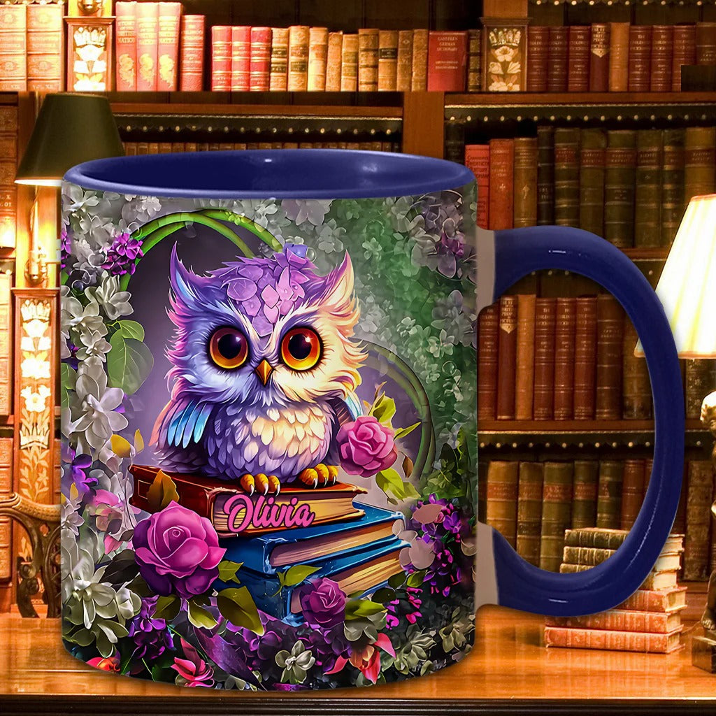 Personalized Book Accent Mug Beautiful Owl Book Lovers Owl Gifts Ideas For Mom - Image 2