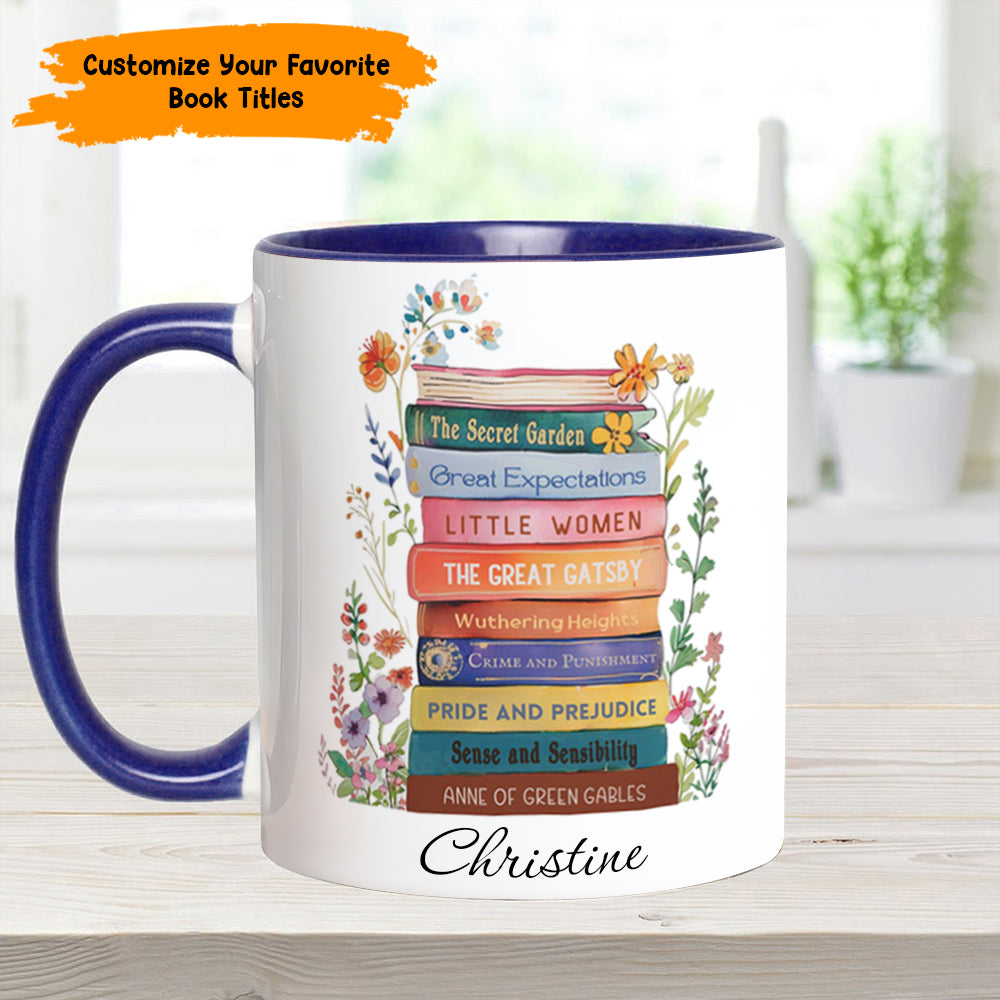 Personalized Book Accent Mug Book Lover's Stack Best Gift For Boyfriends - Image 9