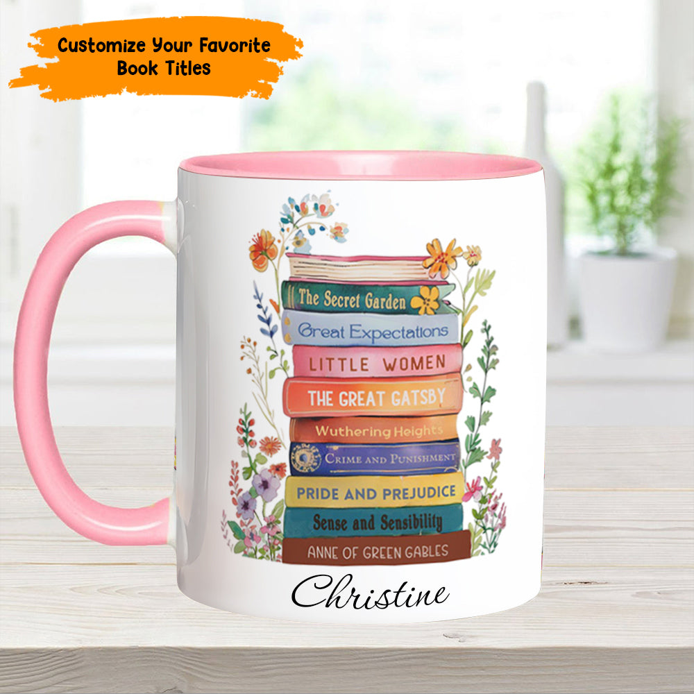 Personalized Book Accent Mug Book Lover's Stack Best Gift For Boyfriends - Image 5