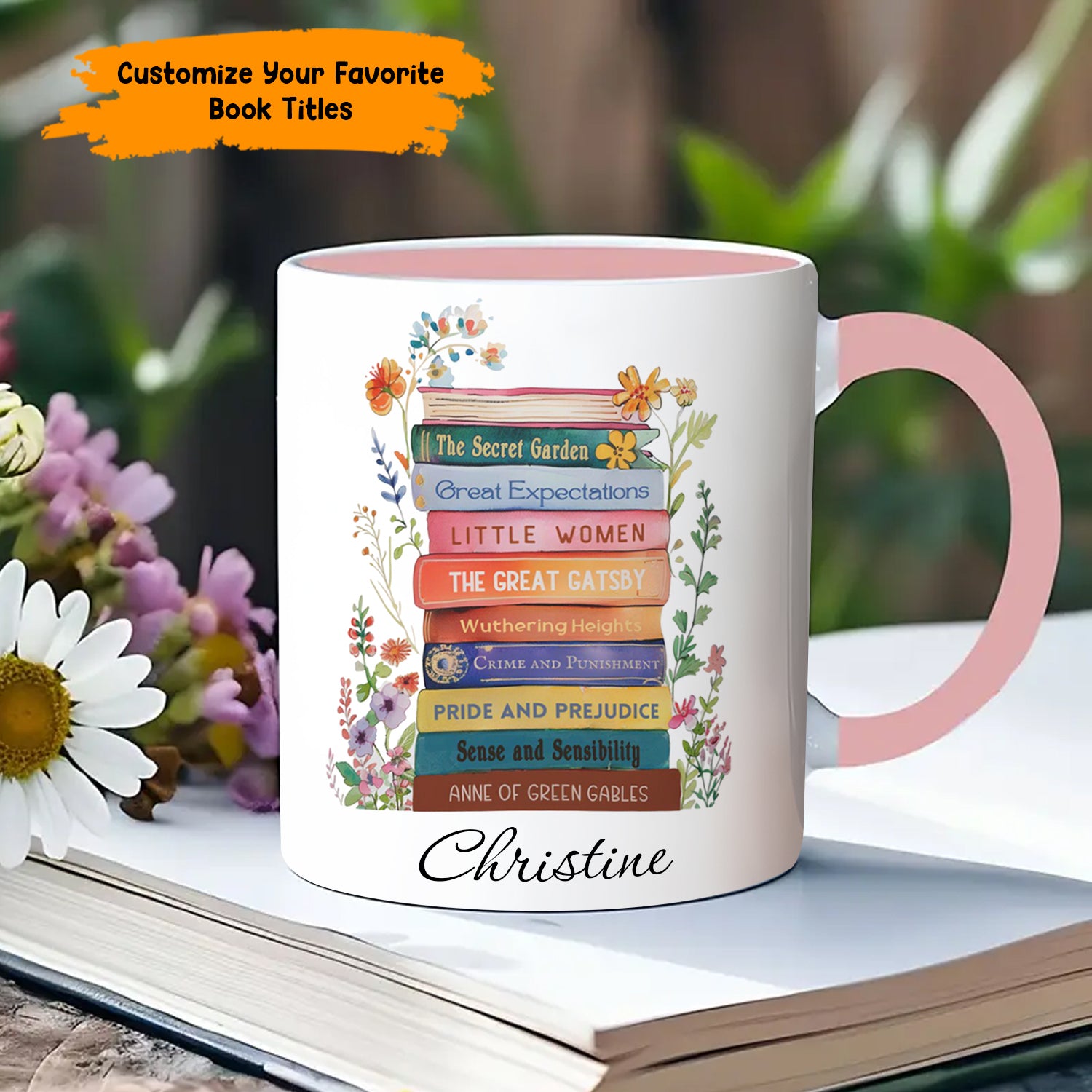 Personalized Book Accent Mug Book Lover's Stack Best Gift For Boyfriends - Image 10