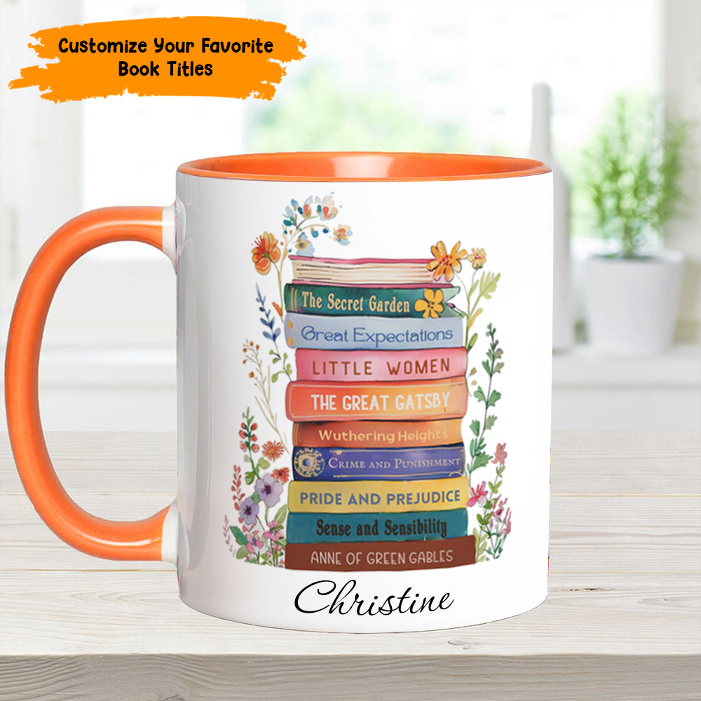 Personalized Book Accent Mug Book Lover's Stack Best Gift For Boyfriends - Image 7