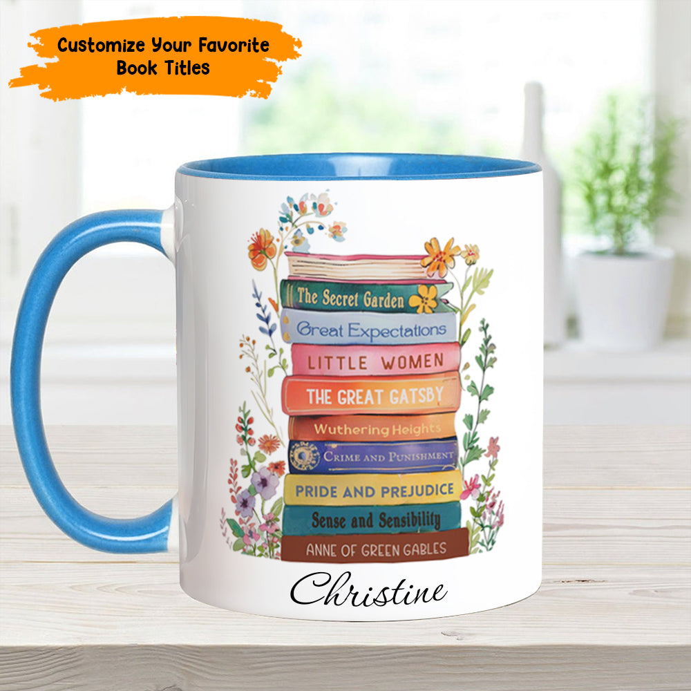 Personalized Book Accent Mug Book Lover's Stack Best Gift For Boyfriends - Image 4