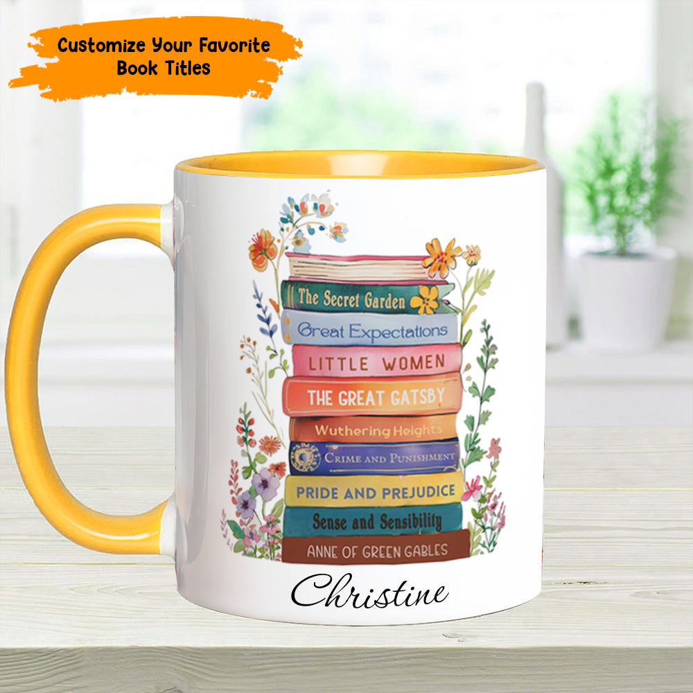 Personalized Book Accent Mug Book Lover's Stack Best Gift For Boyfriends - Image 8