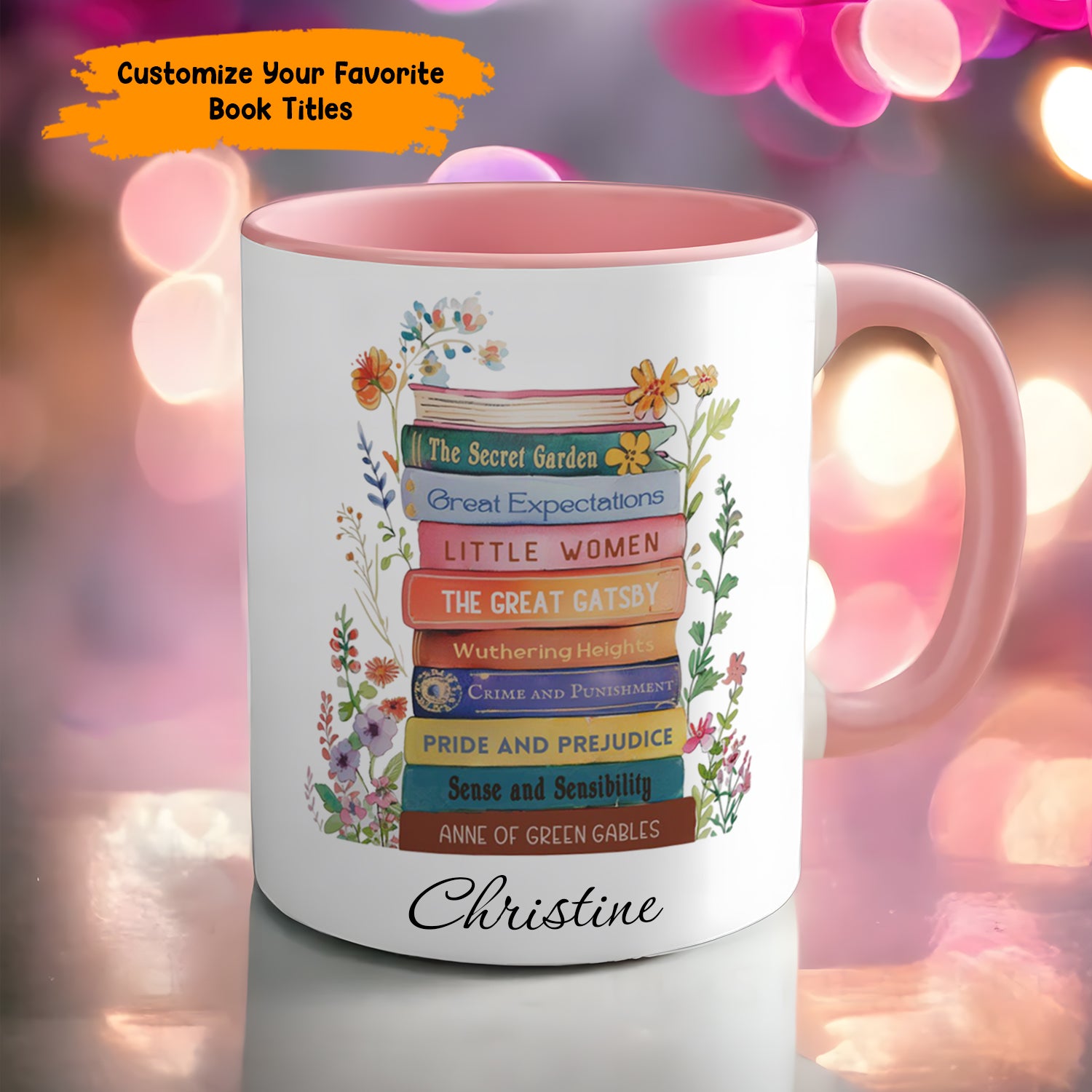 Personalized Book Accent Mug Book Lover's Stack Best Gift For Boyfriends - Image 12
