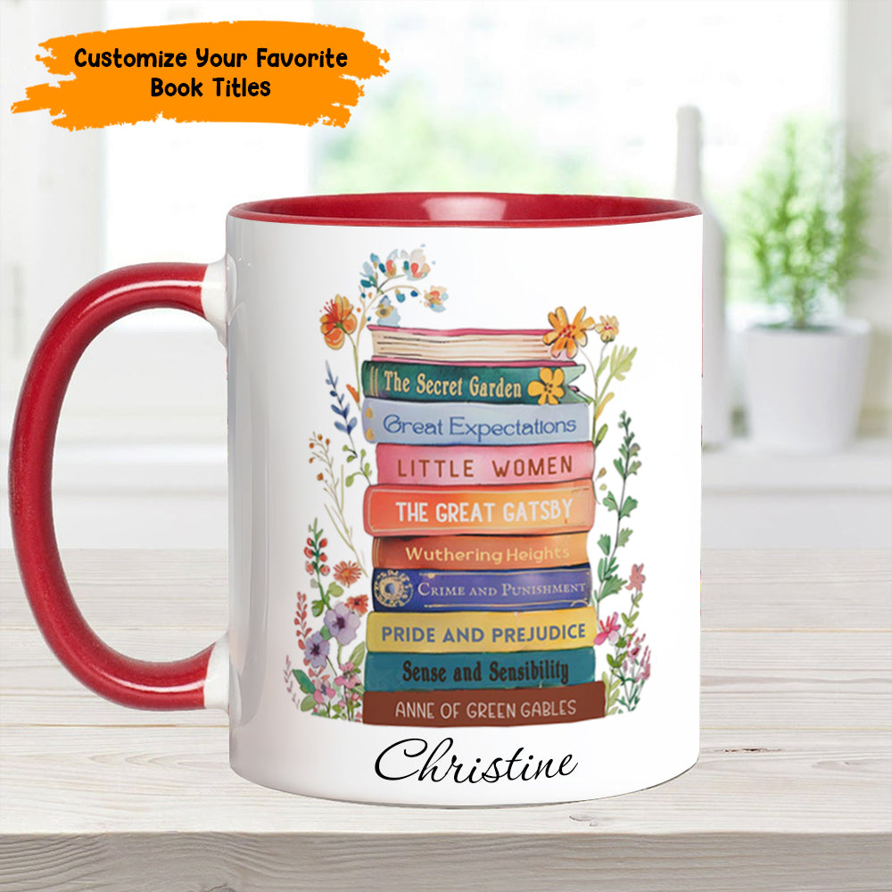 Personalized Book Accent Mug Book Lover's Stack Best Gift For Boyfriends - Image 3