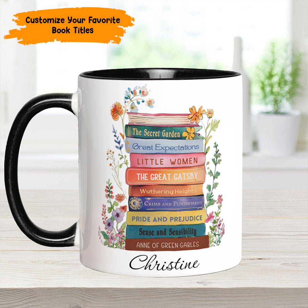 Personalized Book Accent Mug Book Lover's Stack Best Gift For Boyfriends - Image 2