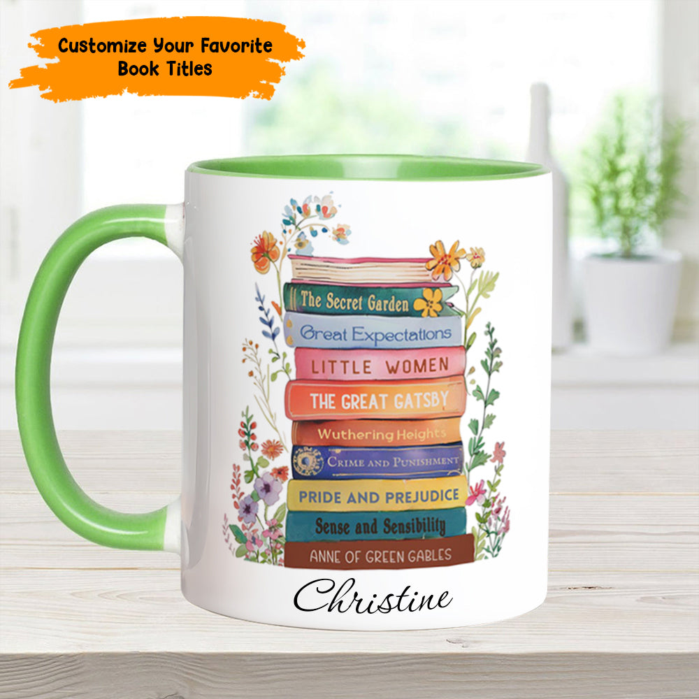 Personalized Book Accent Mug Book Lover's Stack Best Gift For Boyfriends - Image 6