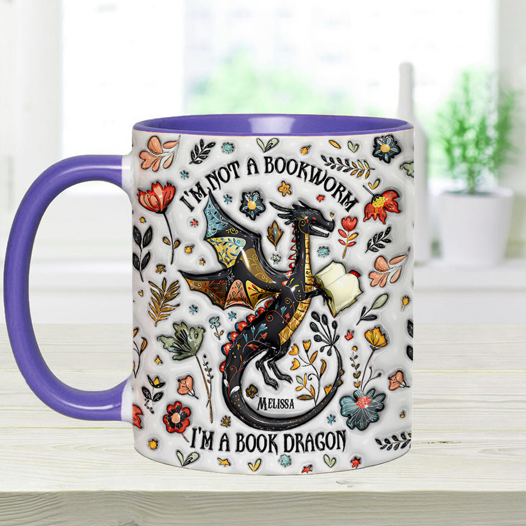 Personalized Book Accent Mug I'm Not A Book Worm I'm A Book Dragon Gift For Book Lovers - Image 14