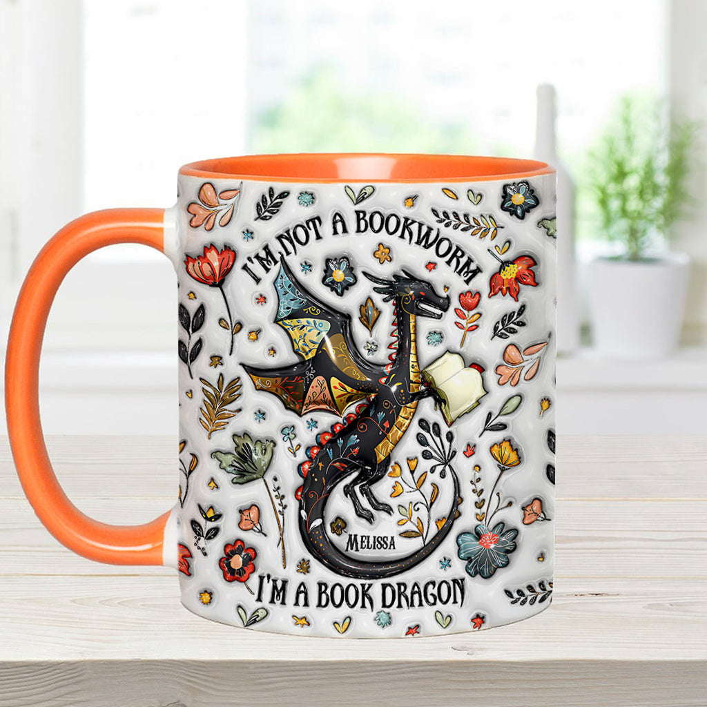 Personalized Book Accent Mug I'm Not A Book Worm I'm A Book Dragon Gift For Book Lovers - Image 11