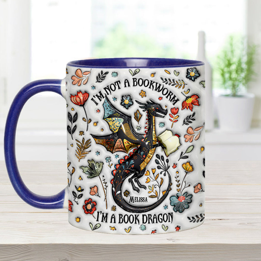 Personalized Book Accent Mug I'm Not A Book Worm I'm A Book Dragon Gift For Book Lovers - Image 10