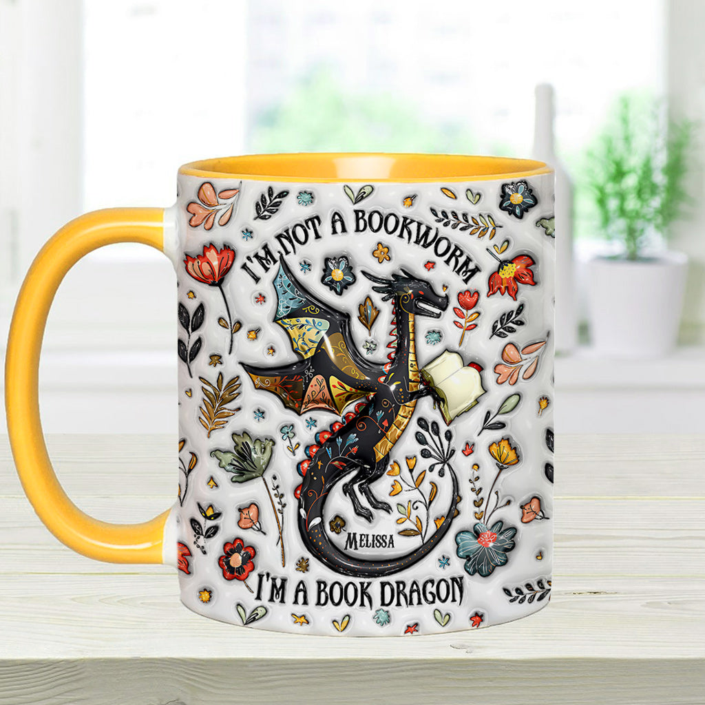 Personalized Book Accent Mug I'm Not A Book Worm I'm A Book Dragon Gift For Book Lovers - Image 13