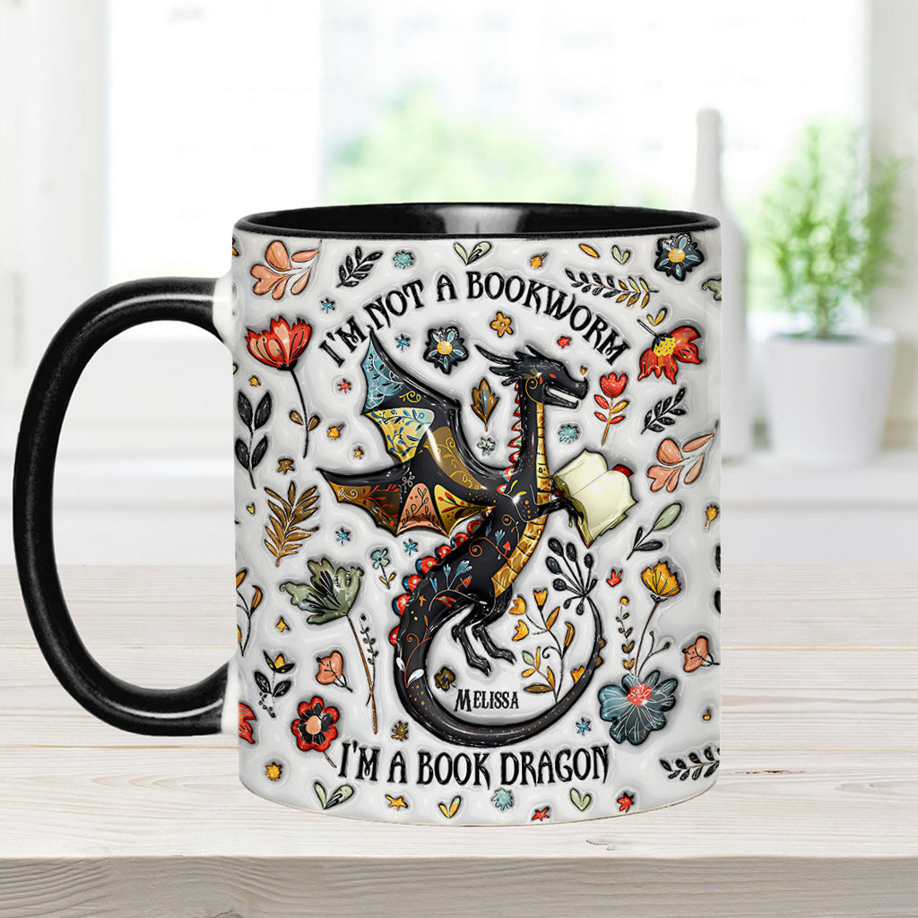 Personalized Book Accent Mug I'm Not A Book Worm I'm A Book Dragon Gift For Book Lovers - Image 6