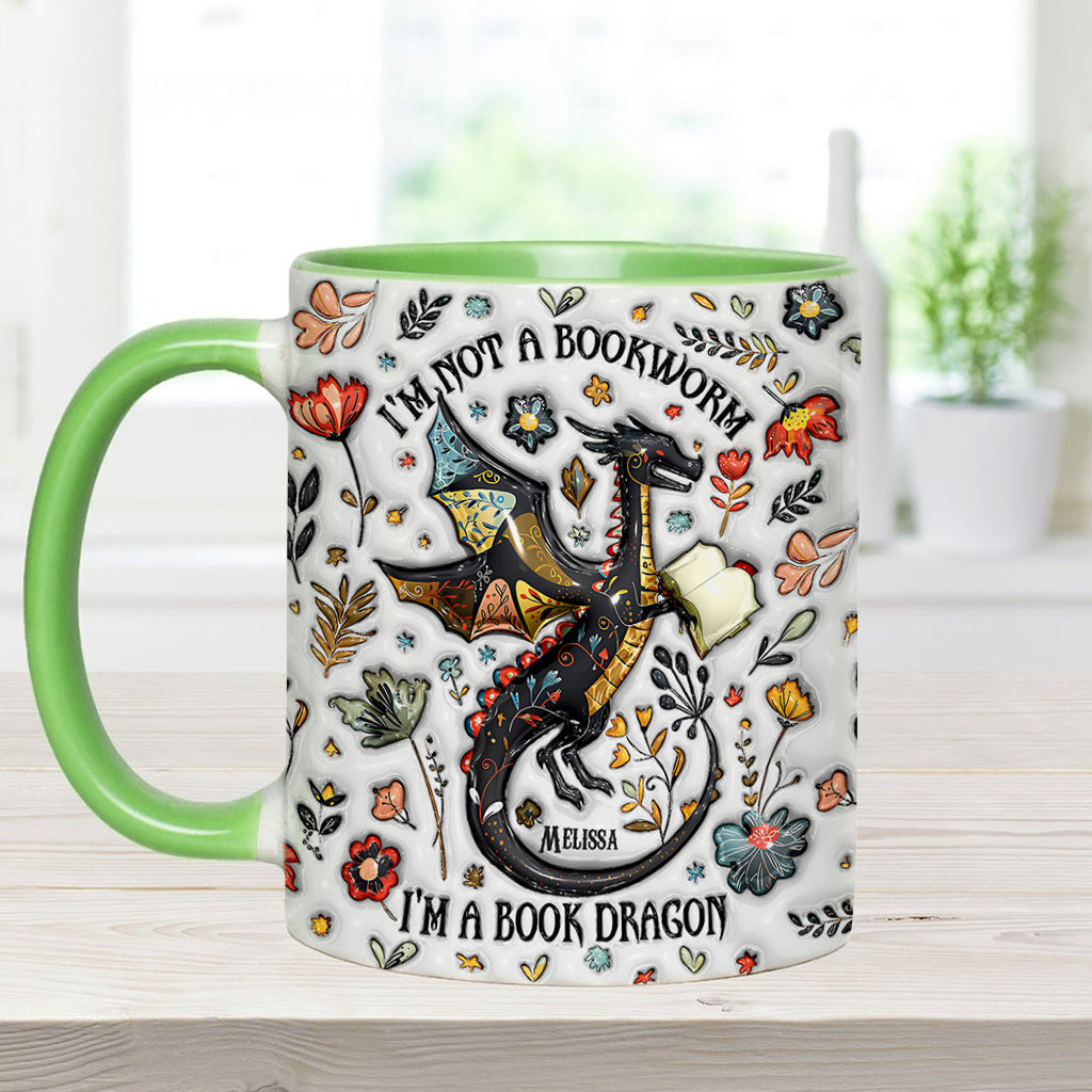 Personalized Book Accent Mug I'm Not A Book Worm I'm A Book Dragon Gift For Book Lovers - Image 8