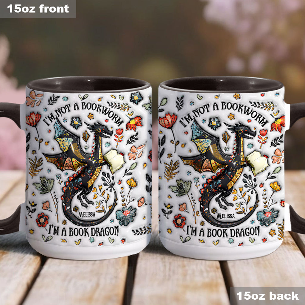 Personalized Book Accent Mug I'm Not A Book Worm I'm A Book Dragon Gift For Book Lovers - Image 4