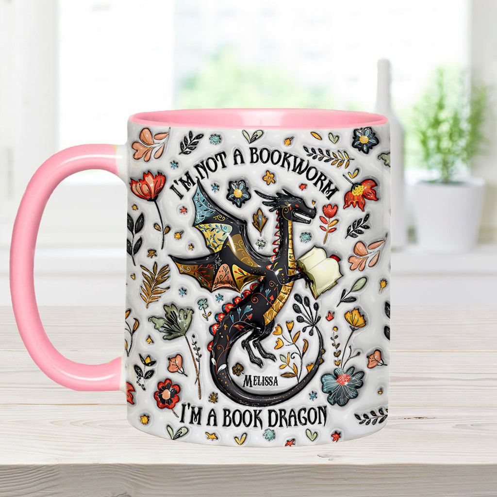 Personalized Book Accent Mug I'm Not A Book Worm I'm A Book Dragon Gift For Book Lovers - Image 12