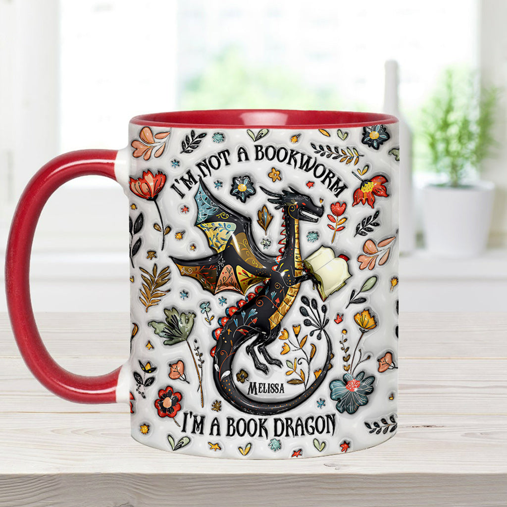 Personalized Book Accent Mug I'm Not A Book Worm I'm A Book Dragon Gift For Book Lovers - Image 7