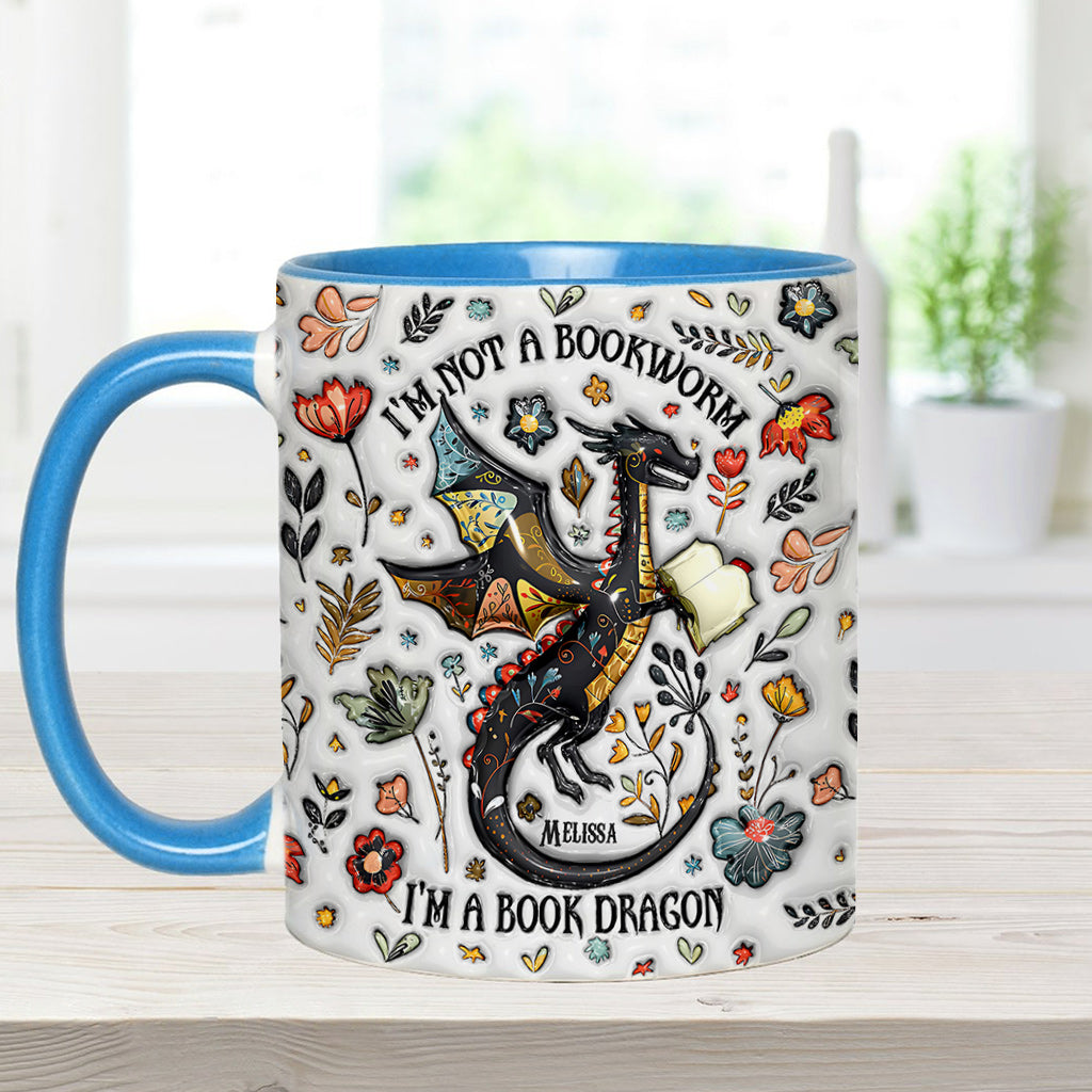 Personalized Book Accent Mug I'm Not A Book Worm I'm A Book Dragon Gift For Book Lovers - Image 9