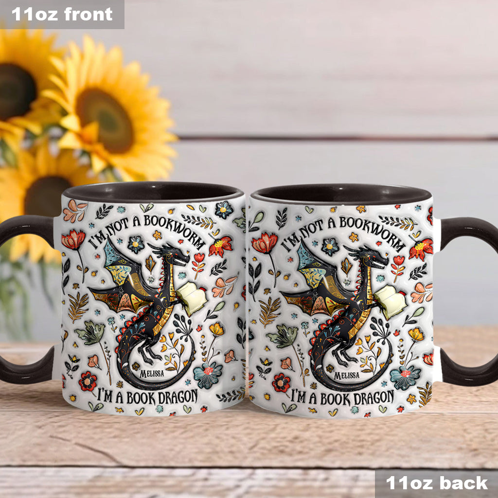 Personalized Book Accent Mug I'm Not A Book Worm I'm A Book Dragon Gift For Book Lovers - Image 3