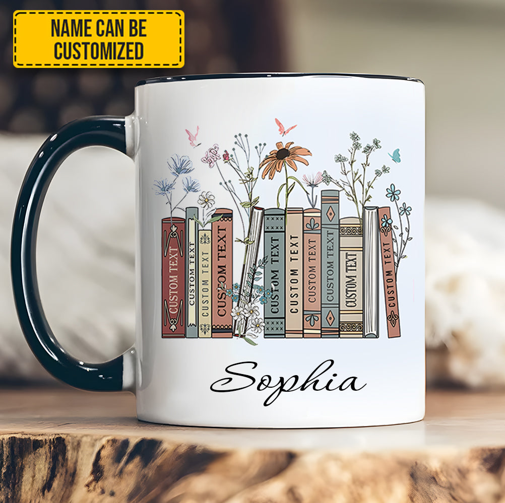 Personalized Book Lover Accent Mug Floral Bookshelf Best Gift For Girlfriends - Image 12
