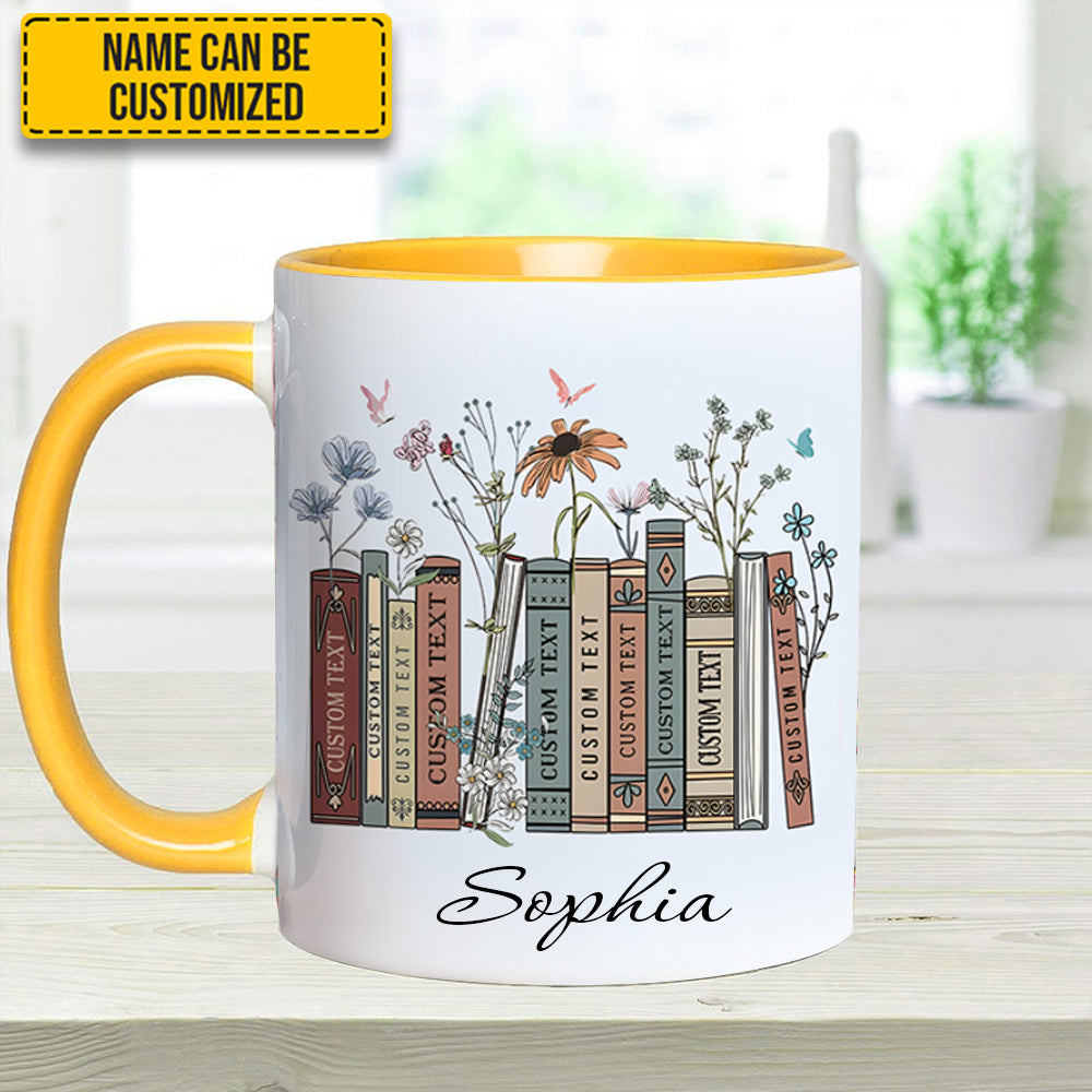 Personalized Book Lover Accent Mug Floral Bookshelf Best Gift For Girlfriends - Image 8