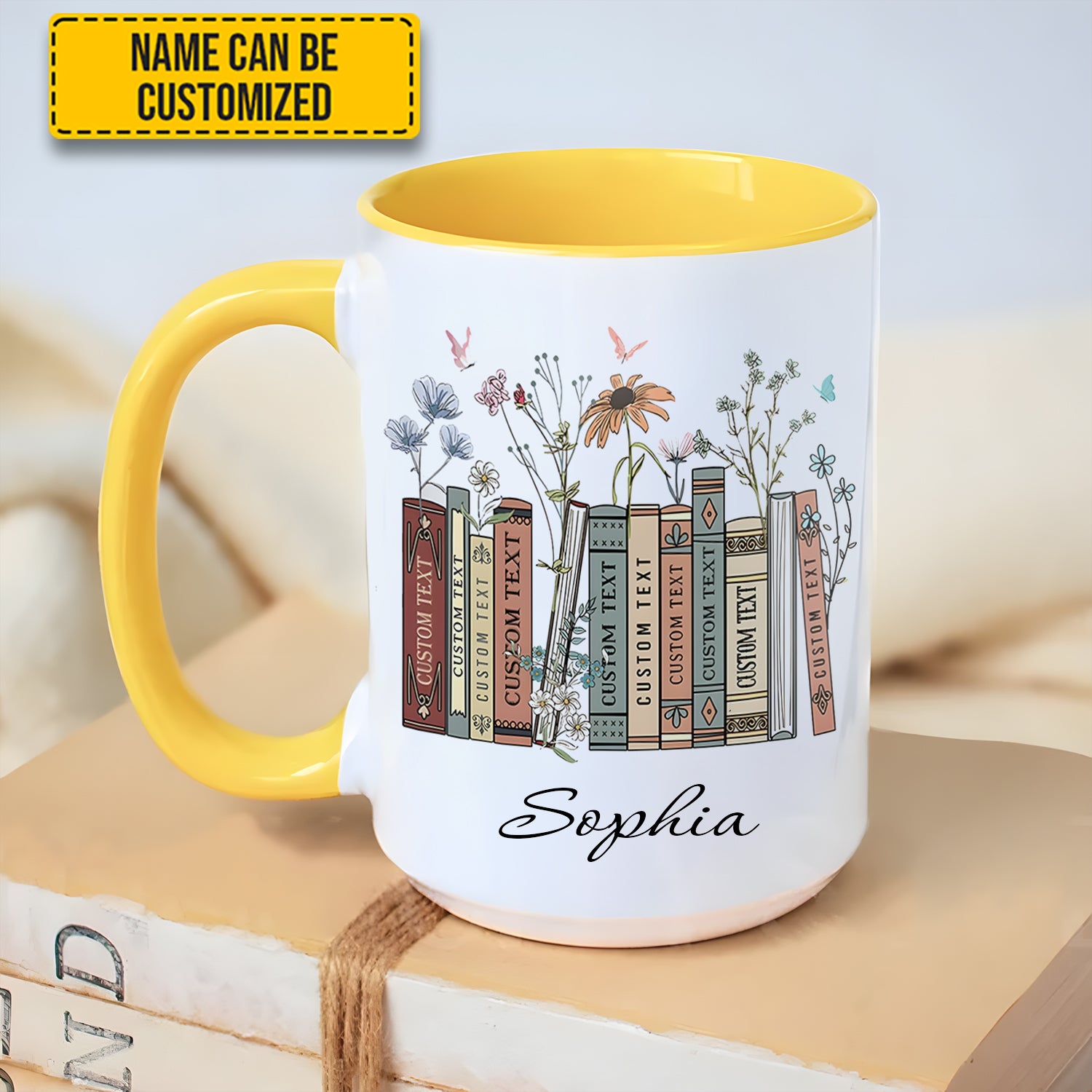 Personalized Book Lover Accent Mug Floral Bookshelf Best Gift For Girlfriends - Image 11