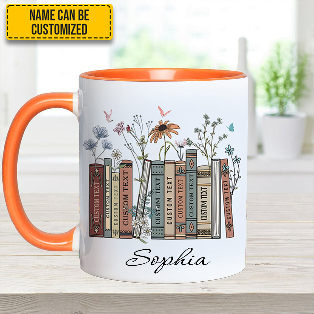 Personalized Book Lover Accent Mug Floral Bookshelf Best Gift For Girlfriends - Image 7