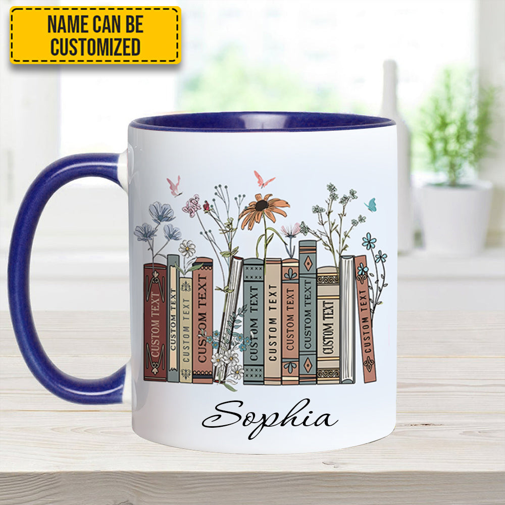 Personalized Book Lover Accent Mug Floral Bookshelf Best Gift For Girlfriends - Image 9