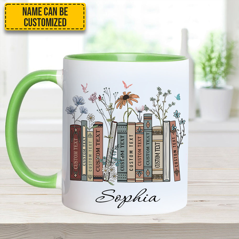 Personalized Book Lover Accent Mug Floral Bookshelf Best Gift For Girlfriends - Image 6