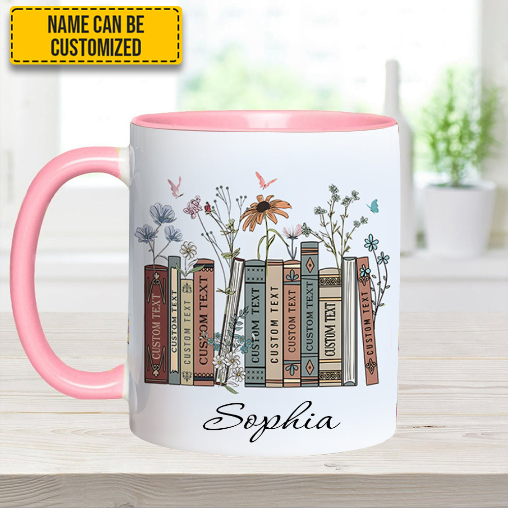 Personalized Book Lover Accent Mug Floral Bookshelf Best Gift For Girlfriends - Image 5