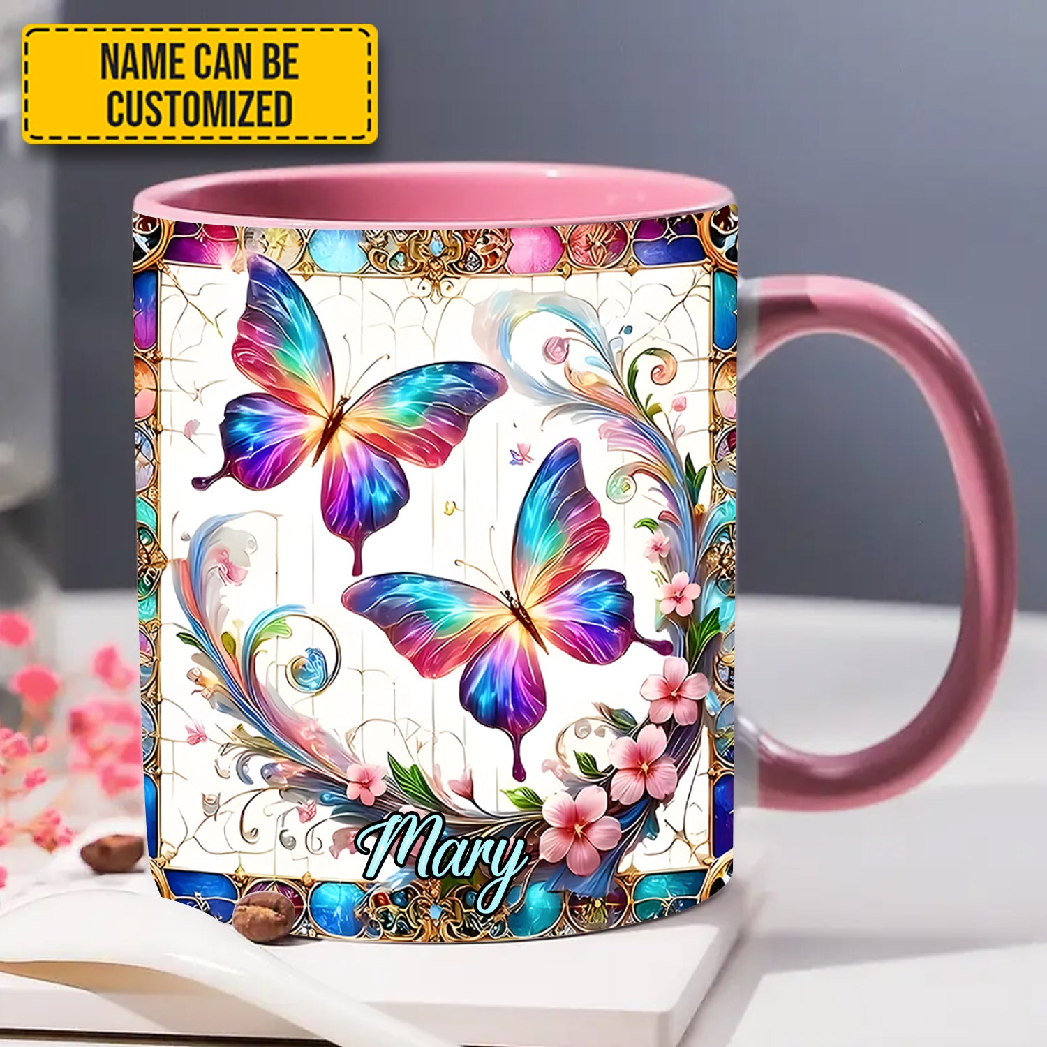 Personalized Butterfly Accent Mug Beautiful Butterflies Butterfly Lover Gifts For Women - Image 3
