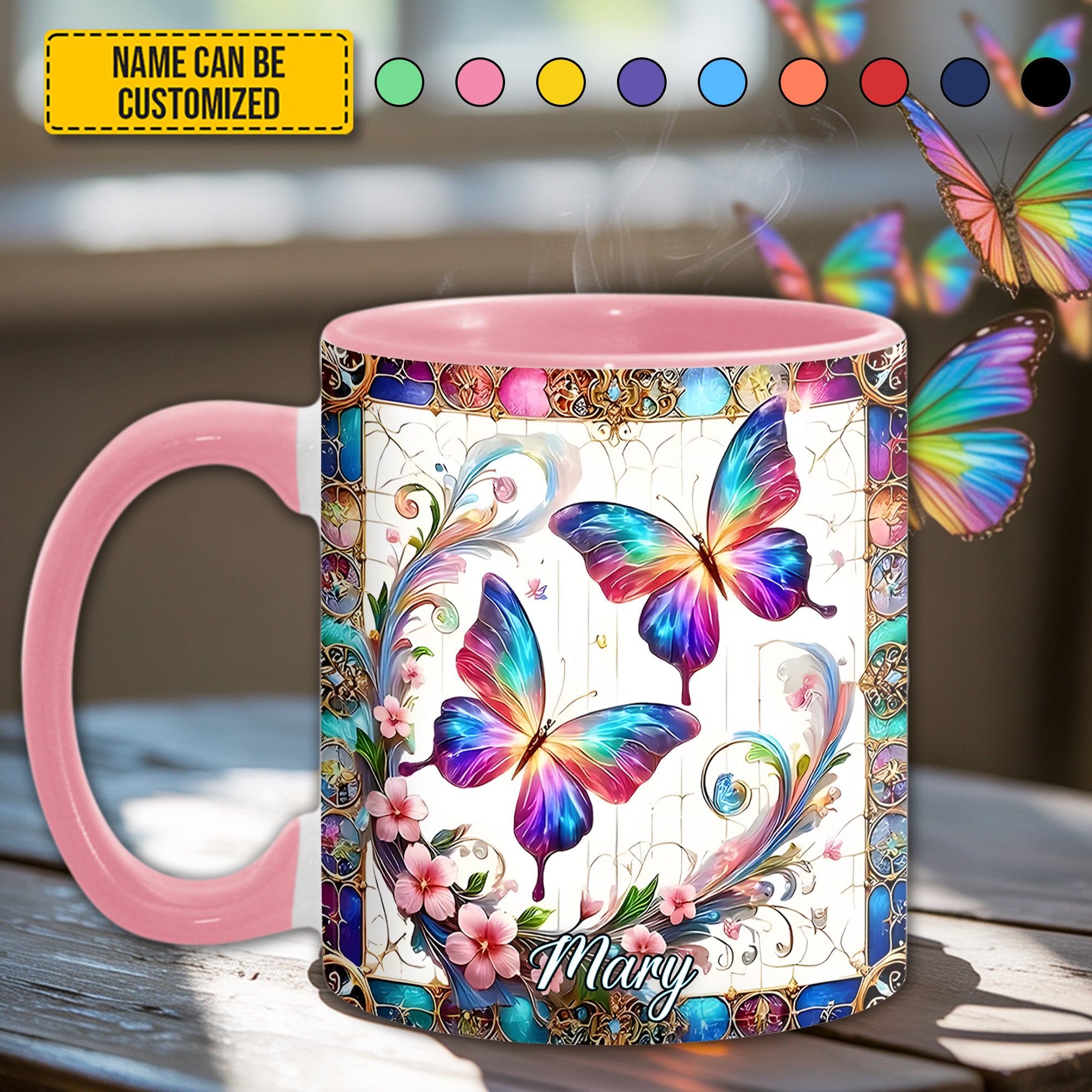 Personalized Butterfly Accent Mug Beautiful Butterflies Butterfly Lover Gifts For Women