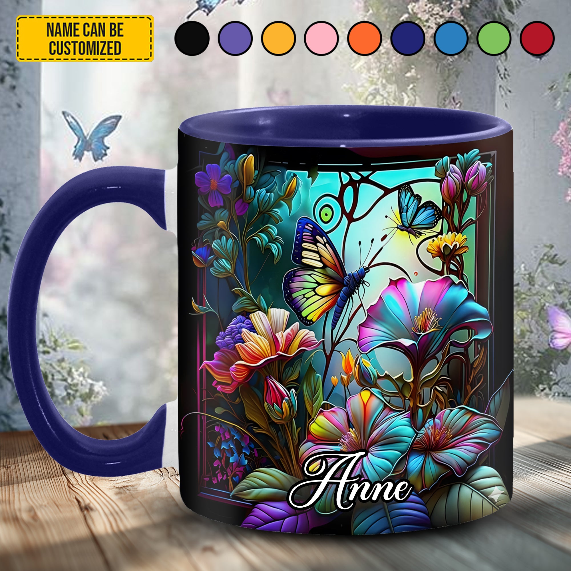 Personalized Butterfly Accent Mug Beautiful Butterfly Butterfly Themed Gifts For Adults - Image 4