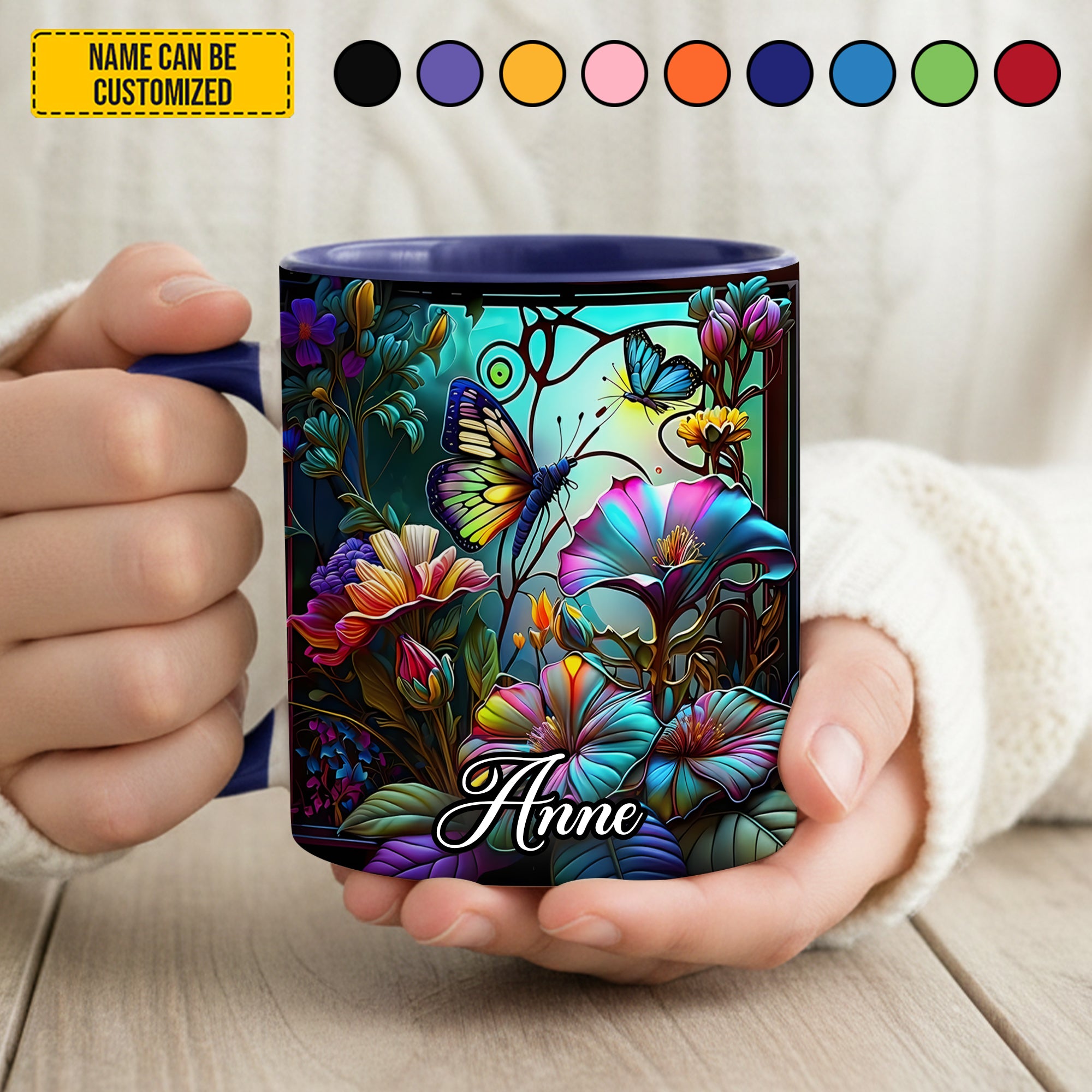 Personalized Butterfly Accent Mug Beautiful Butterfly Butterfly Themed Gifts For Adults - Image 2
