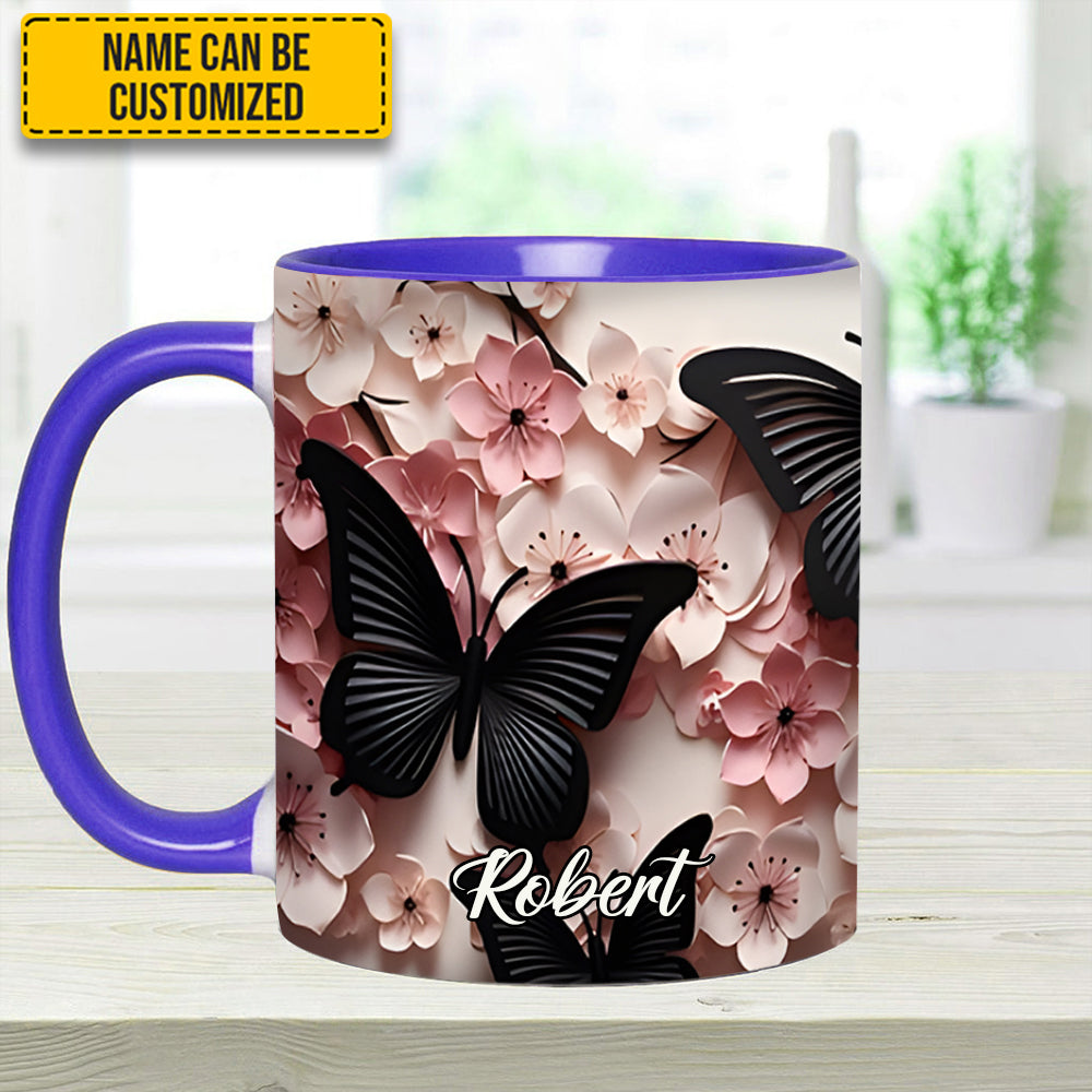 Personalized Butterfly Accent Mug Butterfly And Flowers Cute Butterfly Lover Ideas For Gifts - Image 6