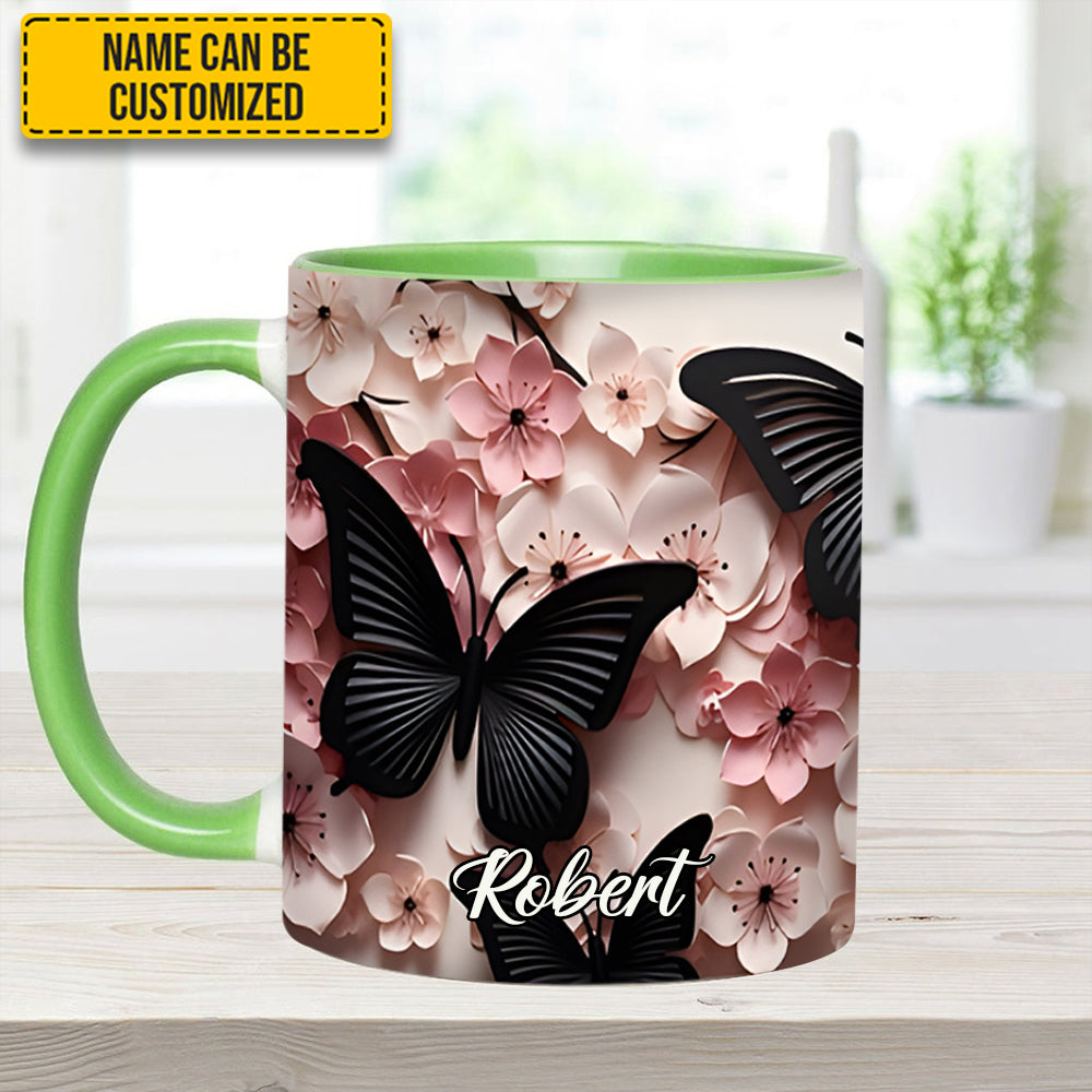 Personalized Butterfly Accent Mug Butterfly And Flowers Cute Butterfly Lover Ideas For Gifts - Image 5