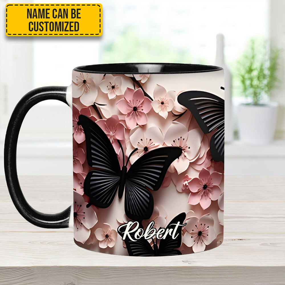 Personalized Butterfly Accent Mug Butterfly And Flowers Cute Butterfly Lover Ideas For Gifts - Image 3