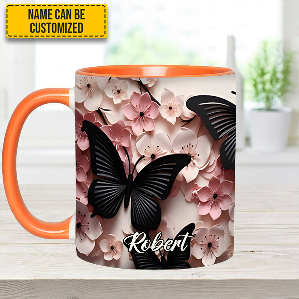 Personalized Butterfly Accent Mug Butterfly And Flowers Cute Butterfly Lover Ideas For Gifts - Image 9