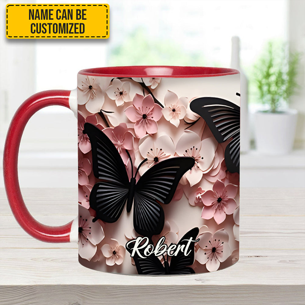 Personalized Butterfly Accent Mug Butterfly And Flowers Cute Butterfly Lover Ideas For Gifts - Image 4