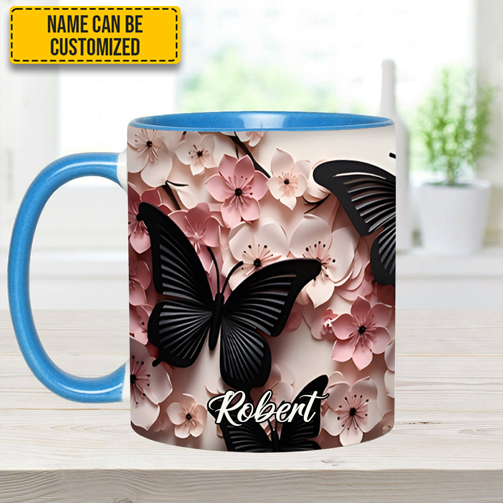 Personalized Butterfly Accent Mug Butterfly And Flowers Cute Butterfly Lover Ideas For Gifts - Image 7
