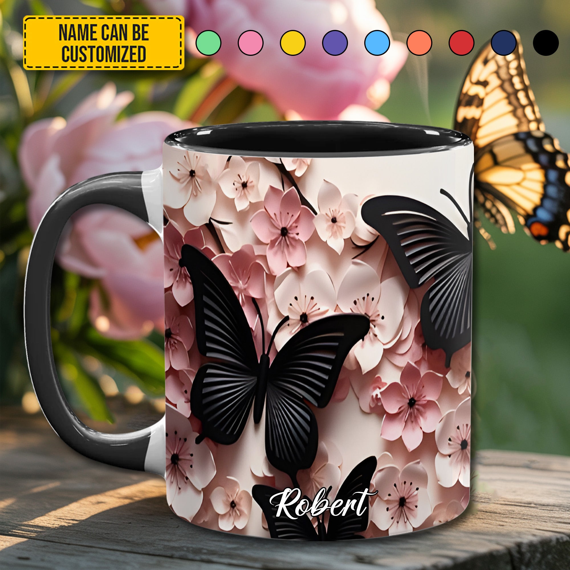 Personalized Butterfly Accent Mug Butterfly And Flowers Cute Butterfly Lover Ideas For Gifts