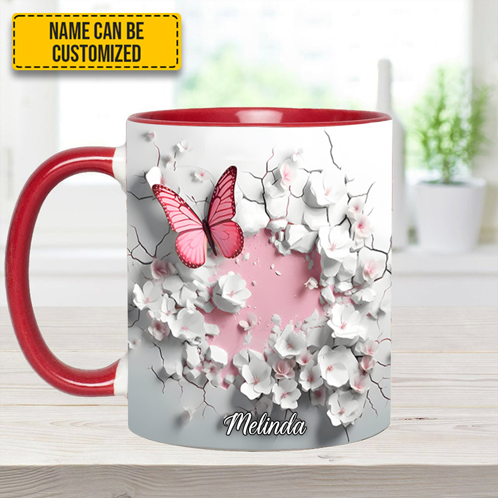 Personalized Butterfly Accent Mug Butterfly With Flowers In Wrap Hole Great Butterfly Lover Gift Ideas - Image 9