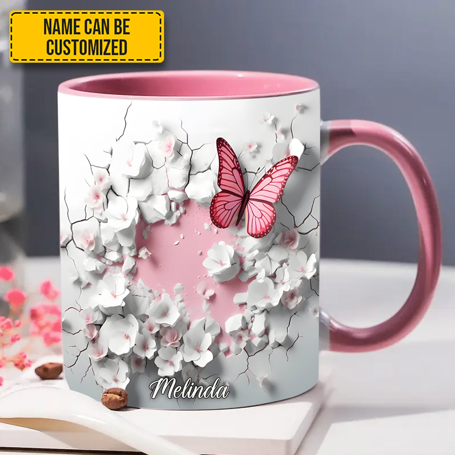 Personalized Butterfly Accent Mug Butterfly With Flowers In Wrap Hole Great Butterfly Lover Gift Ideas - Image 6